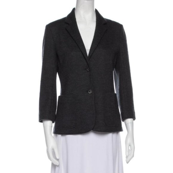 The Row Gray Virgin Wool Blend Blazer w/ 3/4 Sleeves, Size 8